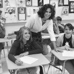 Wisconsin English teacher Deena Neumann with students in her 9th grade classroom